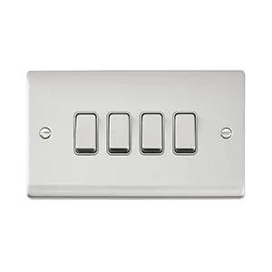 Saxby Sockets Raised Screwed 10AX 4G 2-Way Switch - Brushed Steel With Grey Insert - Saxby Sockets Raised Screwed 10AX 4G 2-Way Switch - Brushed Steel With Grey Insert