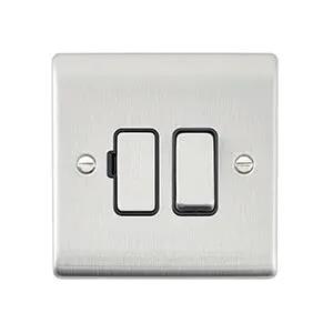 Saxby Sockets Raised Screwed 13A Switched Fused Spur Unit - Brushed Steel With Black Insert - Saxby Sockets Raised Screwed 13A Switched Fused Spur Unit - Brushed Steel With Black Insert
