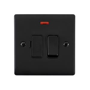 Saxby Sockets Raised Screwed 13A Switched Fused Spur Unit with Neon - Matt Black With Black Insert - Saxby Sockets Raised Screwed 13A Switched Fused Spur Unit with Neon - Matt Black With Black Insert