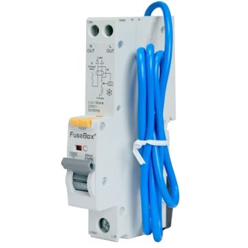 Fusebox RCBO Fusebox RCBO 25A C Curve Type A Single Pole 10kA RTA102530C - Fusebox RCBO Fusebox RCBO 25A C Curve Type A Single Pole 10kA RTA102530C