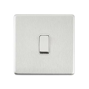 Saxby Sockets Screwless 10AX 1G 2-Way Switch - Brushed Steel With White Insert - Saxby Sockets Screwless 10AX 1G 2-Way Switch - Brushed Steel With White Insert
