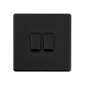 Saxby Sockets Screwless 10AX 2G 2-Way Switch - Matt Black With Black Insert - Saxby Sockets Screwless 10AX 2G 2-Way Switch - Matt Black With Black Insert
