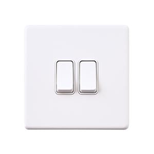 Saxby Sockets Screwless 10AX 2G 2-Way Switch - Matt White With White Insert - Saxby Sockets Screwless 10AX 2G 2-Way Switch - Matt White With White Insert