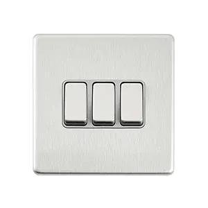 Saxby Sockets Screwless 10AX 3G 2-Way Switch - Brushed Steel With Grey Insert - Saxby Sockets Screwless 10AX 3G 2-Way Switch - Brushed Steel With Grey Insert