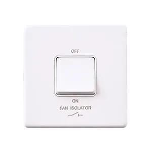 Saxby Sockets Screwless 10AX 1G 3-Pole Fan Isolator Switch - Matt White With White Insert - Saxby Sockets Screwless 10AX 1G 3-Pole Fan Isolator Switch - Matt White With White Insert