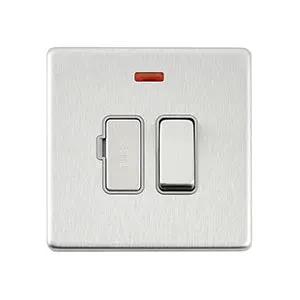Saxby Sockets Screwless 13A Switched Fused Spur Unit with Neon - Brushed Steel With Grey Insert - Saxby Sockets Screwless 13A Switched Fused Spur Unit with Neon - Brushed Steel With Grey Insert