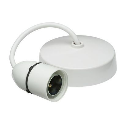 White ceiling pendant light fitting with BC-type lamp holder, ideal for LED lighting installation.