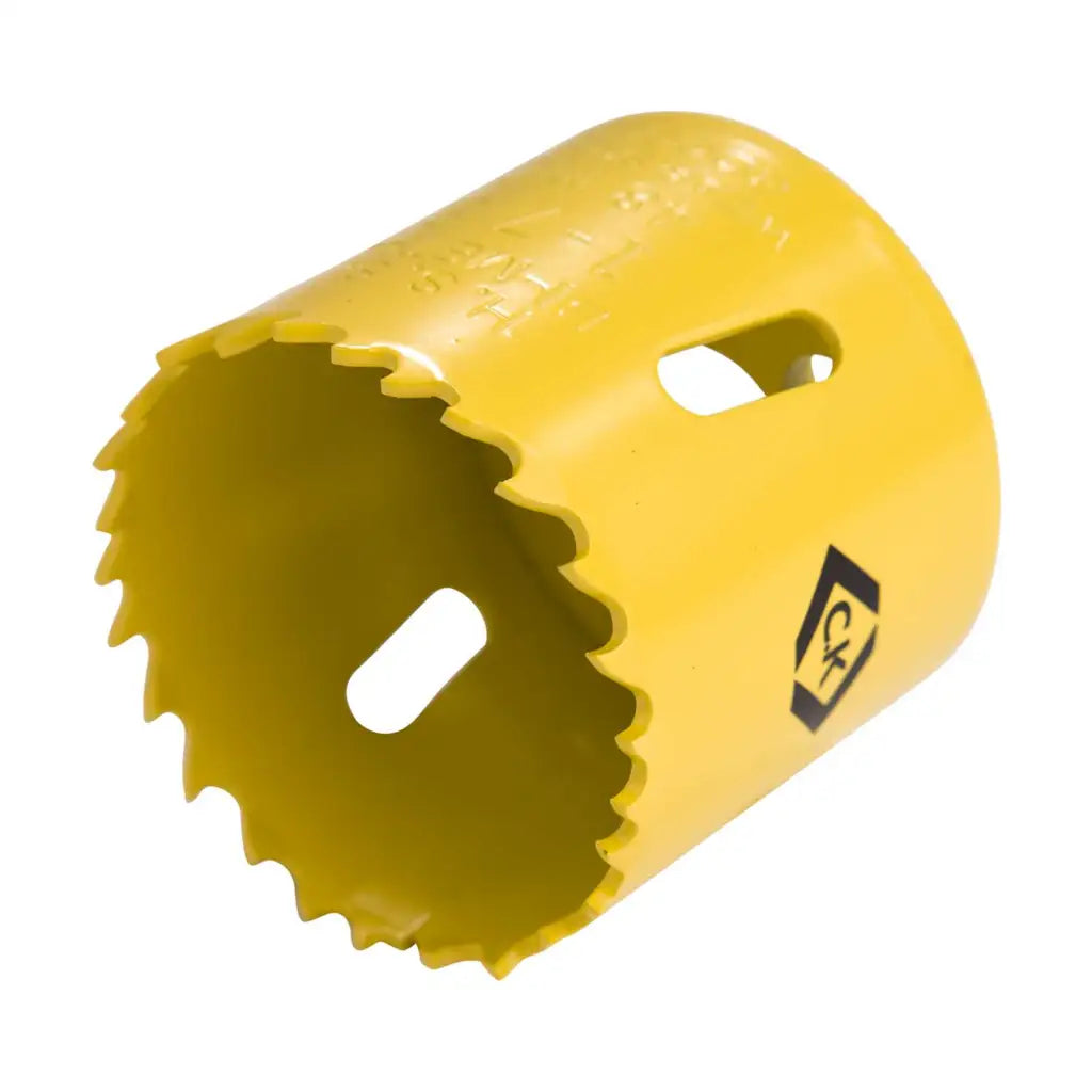 Yellow hole saw drill bit for electrical wiring and lighting installations