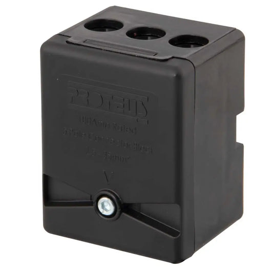Black 3-pole electrical connector block for wiring and lighting installations