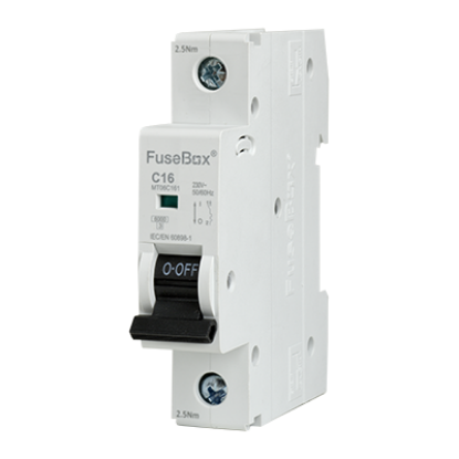Single pole type C circuit breaker with black switch for electrical wiring systems
