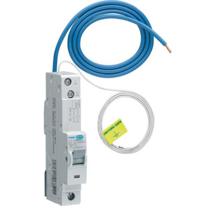 Single pole B-curve 10kA type A RCBO circuit breaker with blue and white wires