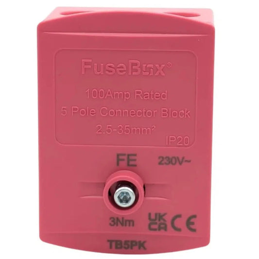 PINK 100A TERMINAL BLOCK 5P IP20 by Fusebox