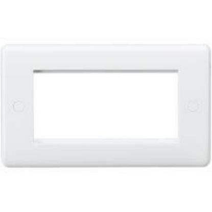 White 4-gang curved edge modular faceplate for switches or sockets, wiring accessory