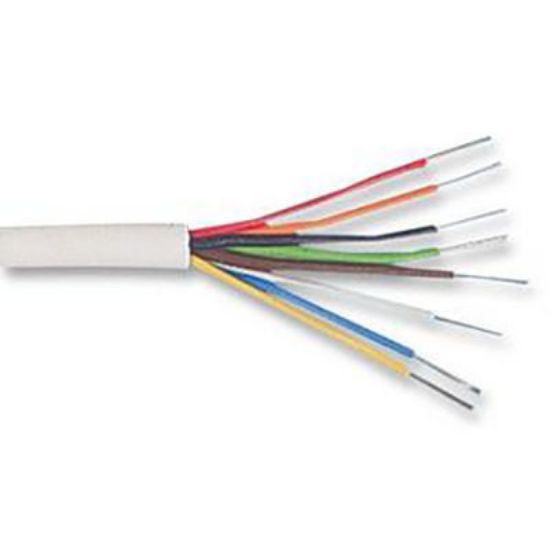 8-core white PVC alarm cable with color-coded wires for electrical installations