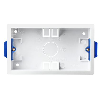 2 gang 35mm white plastic electrical back box for UK sockets and switches