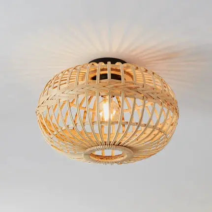 Amsfield ceiling light made of bamboo, oval