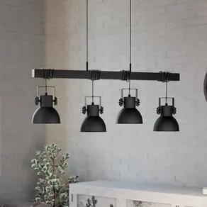 Shirebrook pendant light, four-bulb, black
