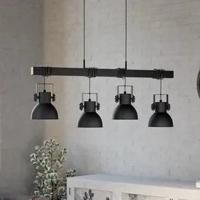 Shirebrook pendant light, four-bulb, black