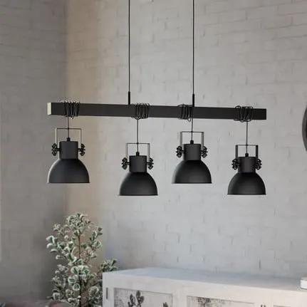 Shirebrook pendant light, four-bulb, black