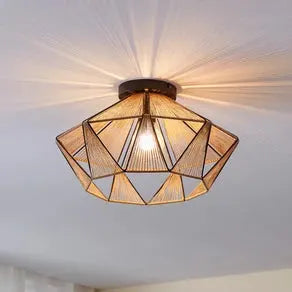 Adwickle ceiling light, natural yarn lampshade