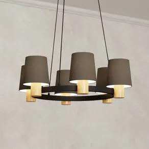 Edale chandelier, 6 lampshades cappuccino, round