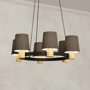 Edale chandelier, 6 lampshades cappuccino, round