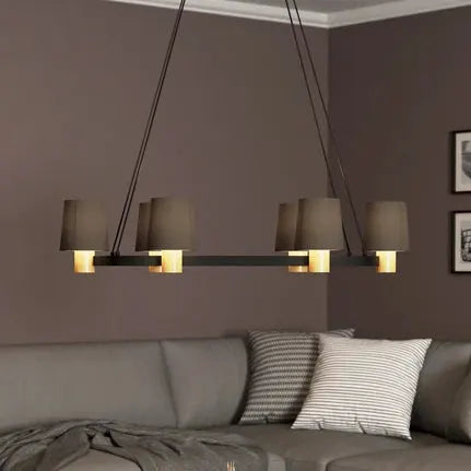 Edale chandelier, 6 lampshades cappuccino, oval