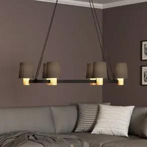 Edale chandelier, 6 lampshades cappuccino, oval