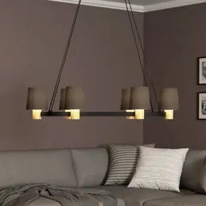 Edale chandelier, 6 lampshades cappuccino, oval