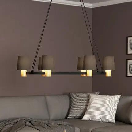 Edale chandelier, 6 lampshades cappuccino, oval