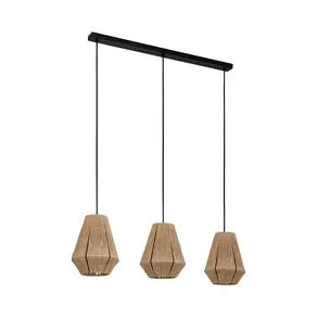 Alderney pendant light, 3 natural yarn lampshades