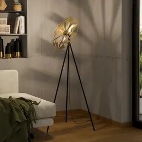 Castanuelo floor lamp, black/gold