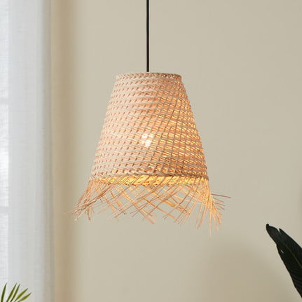 Aycliffe pendant light, rattan lampshade, Ø 30 cm