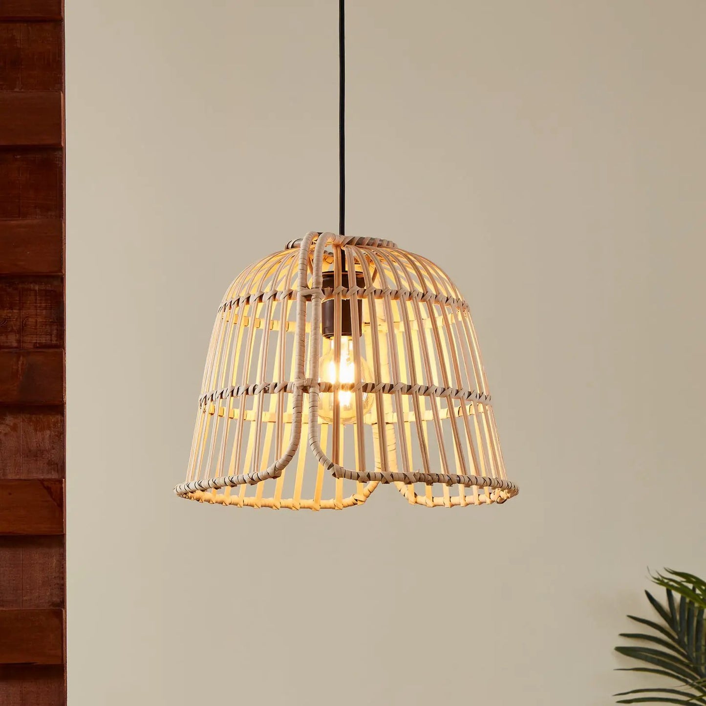Glyneath pendant light, bamboo lampshade Ø 37.5 cm