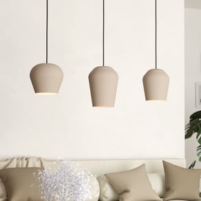 Cambaito pendant light, three-bulb, sand-coloured