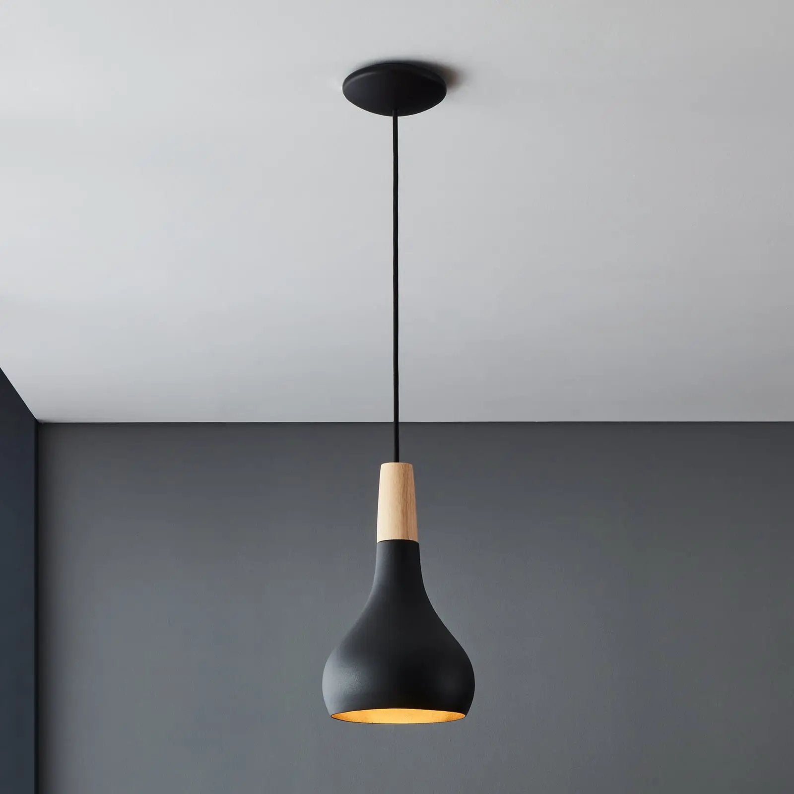 Sabinar pendant light, 1-bulb, black, Ø 18 cm