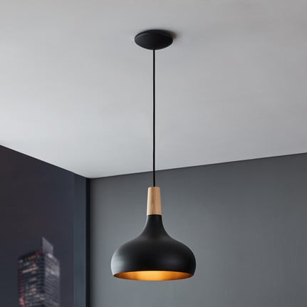 Sabinar pendant light, 1-bulb, black, Ø 28 cm