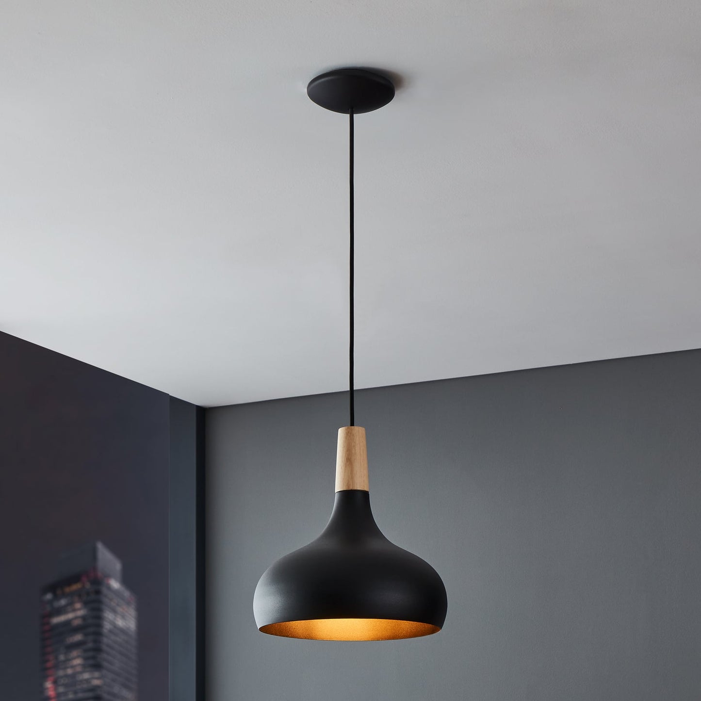 Sabinar pendant light, 1-bulb, black, Ø 28 cm