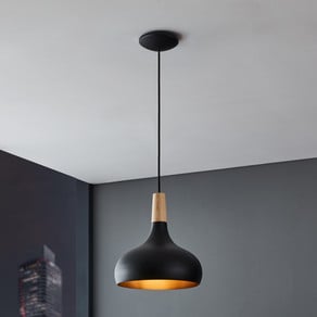 Sabinar pendant light, 1-bulb, black, Ø 28 cm