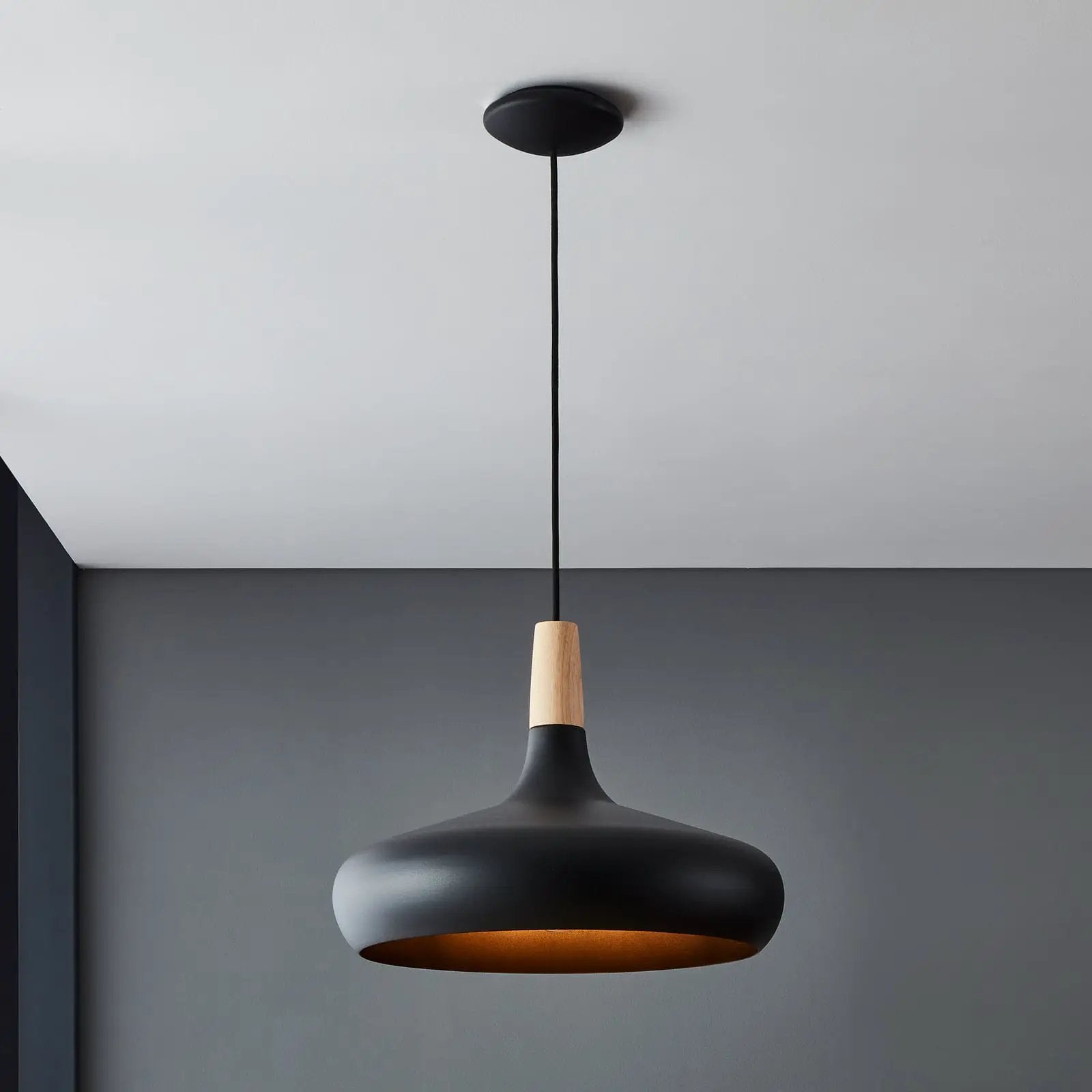 Sabinar pendant light, 1-bulb, black, Ø 40 cm