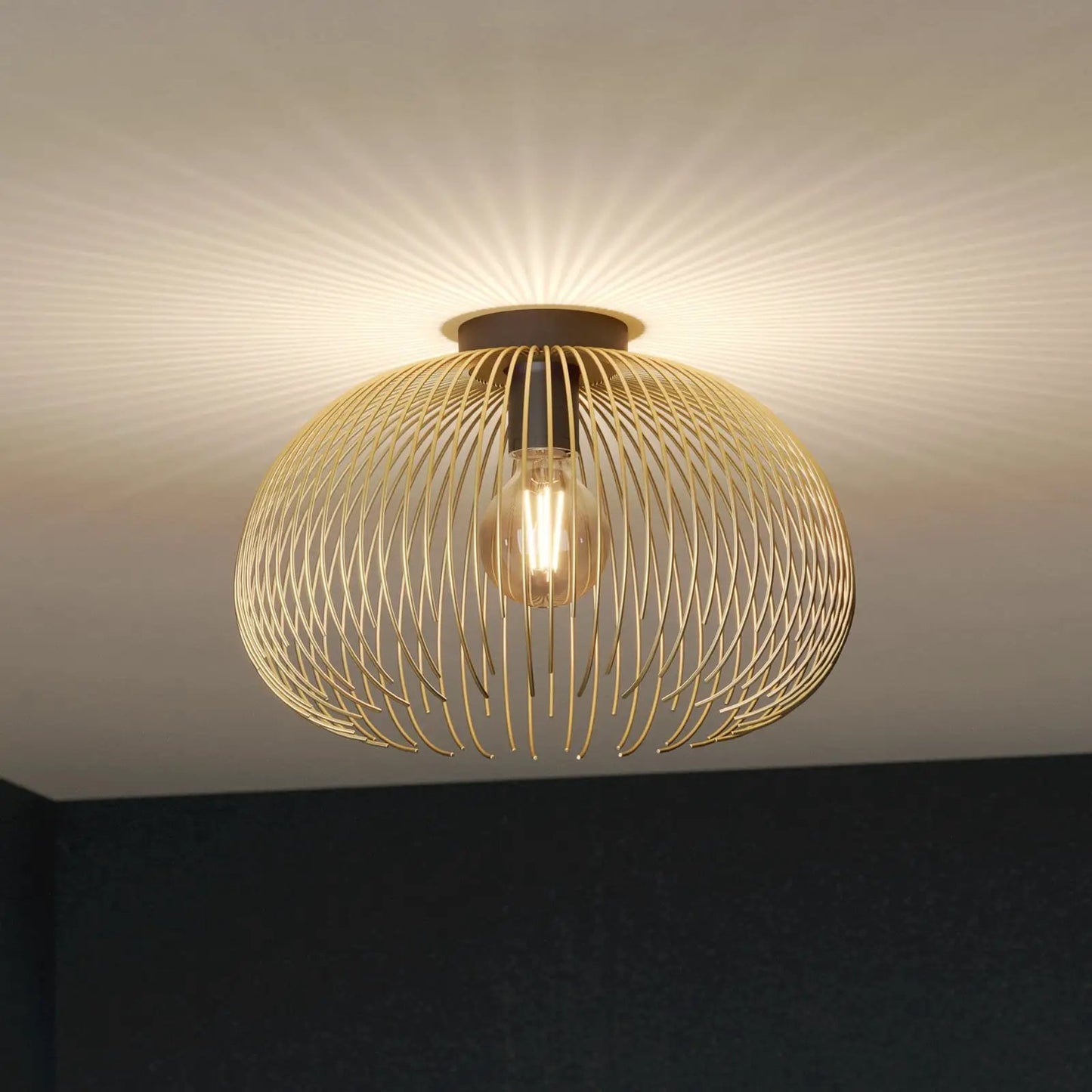 Venezuela ceiling lamp, lampshade made of golden rods