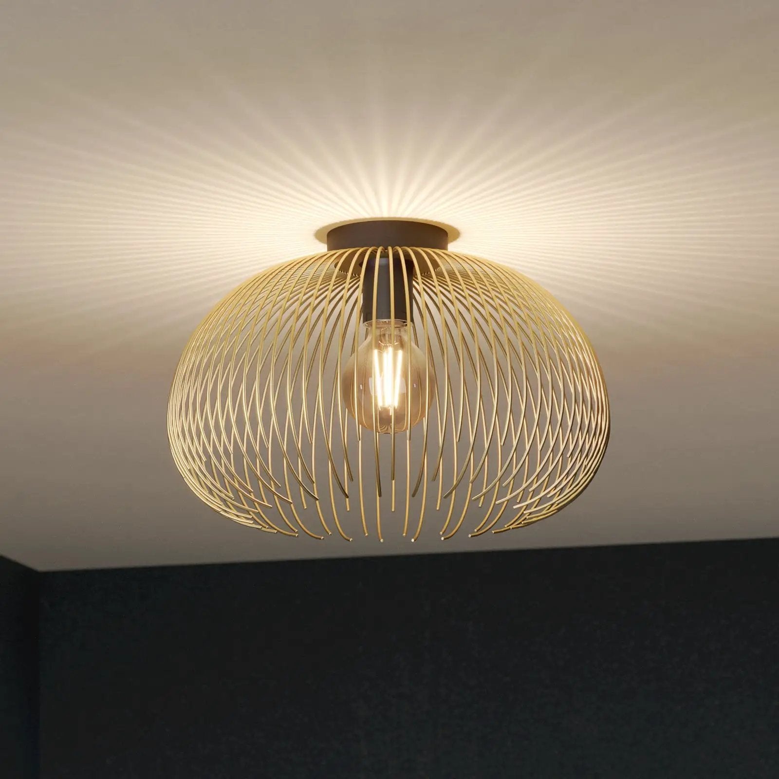 Venezuela ceiling lamp, lampshade made of golden rods