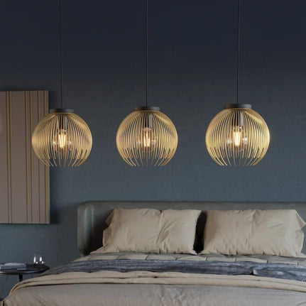 Venezuela pendant light, black/gold, 3-bulb