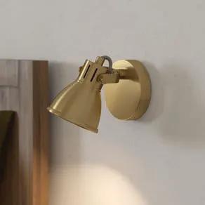 Seras wall spotlight, brushed brass-gold, 1-bulb