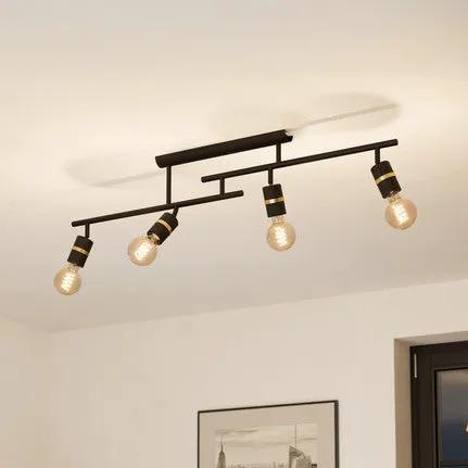 Lurone ceiling light, black, 4-bulb