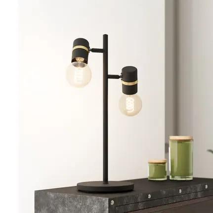 Lurone table lamp, black, 2-bulb