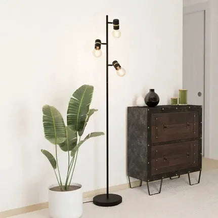 Lurone floor lamp, black, 3-bulb