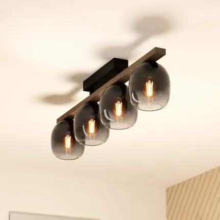 Filago ceiling light, four smoked glass lampshades