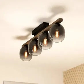 Filago ceiling light, four smoked glass lampshades