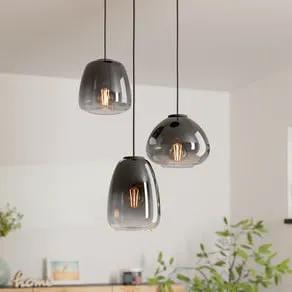 Aguilares hanging light, smoked glass, 3-bulb rondel
